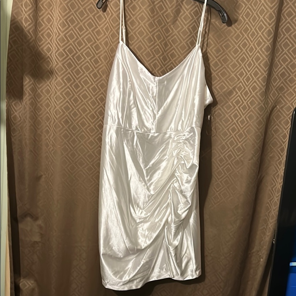 Elegant White Satin Dress